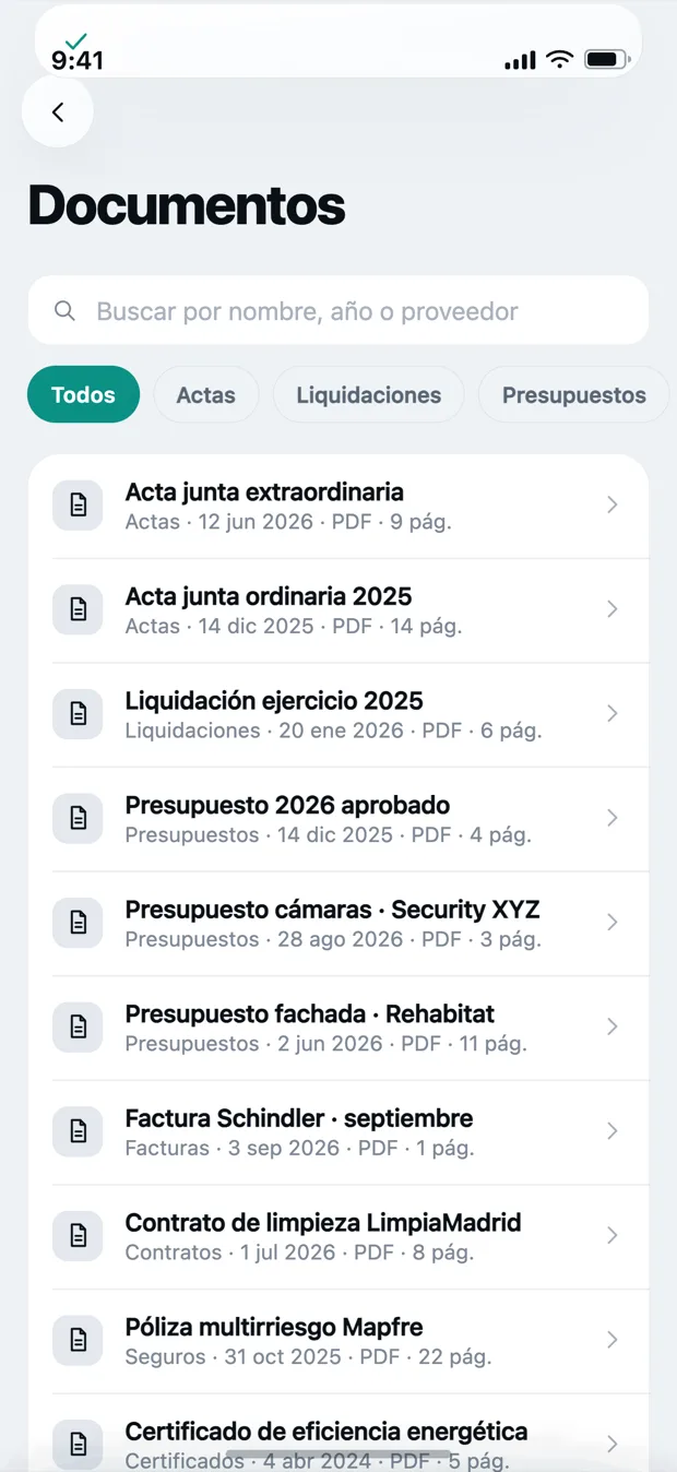 Documentos y actas de la comunidad en Kovva